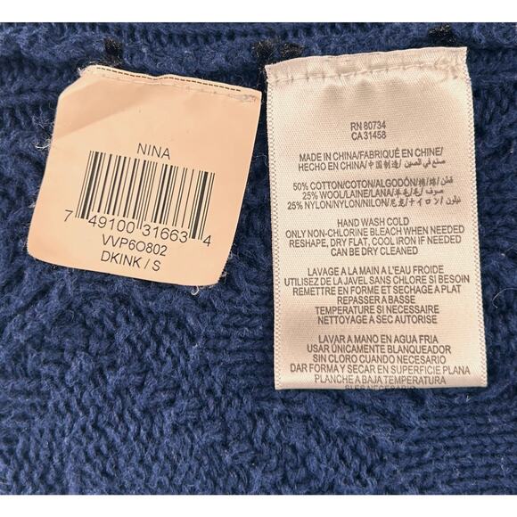 Vintage Y2K BCBG Cable Knit Sweater Dress Womens Euro Turtleneck Navy Blue Small - Picture 9 of 10